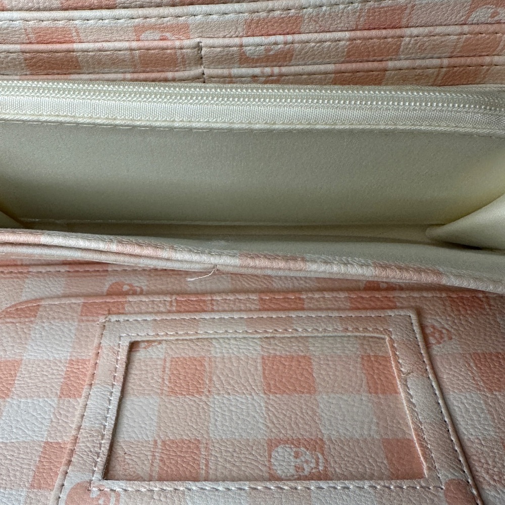 Betsey Johnson Pink and White Gingham Skull Wristlet Wallet - Picture 6 of 9